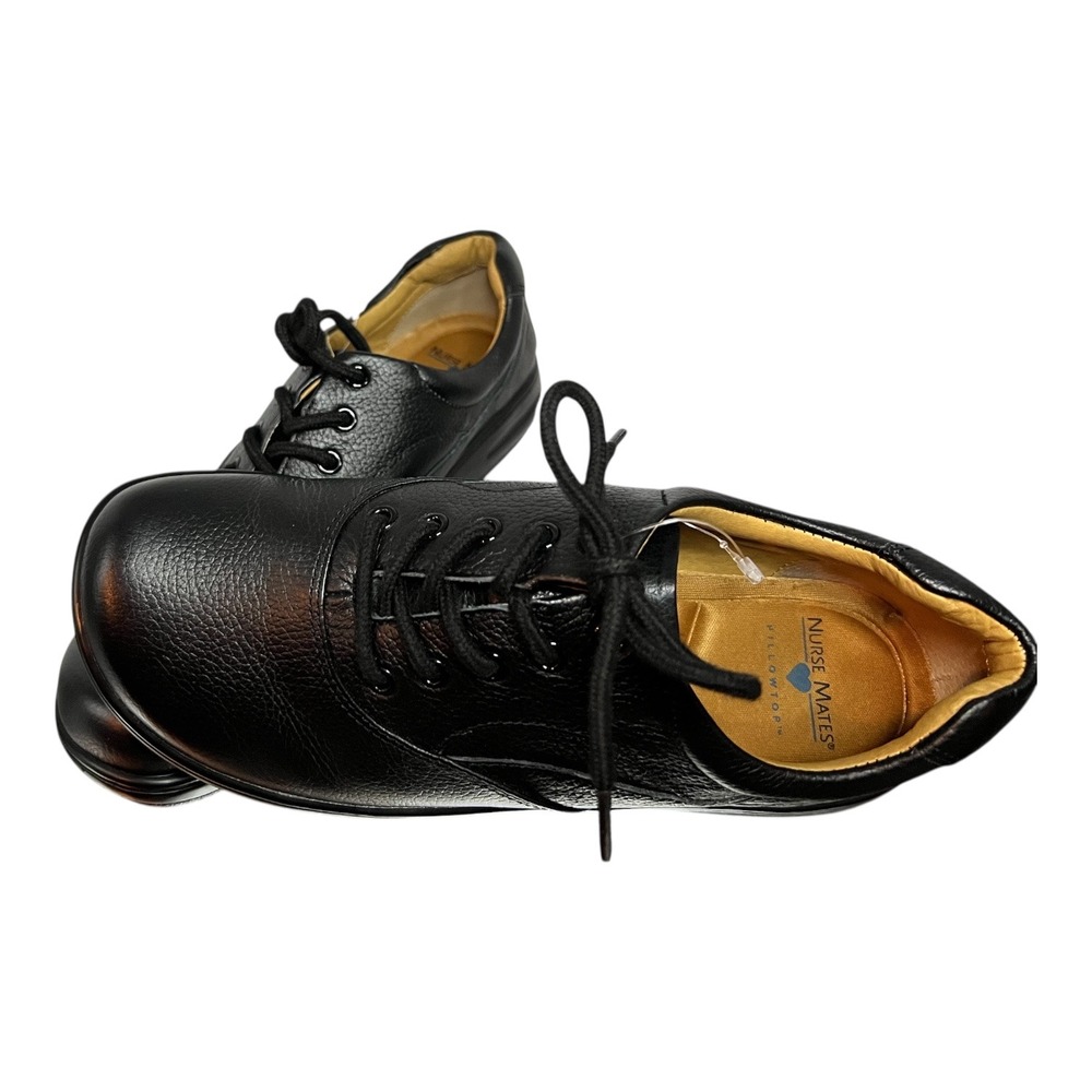 Nurse Mates‎ Pillowtop Black Leather Lace Up Comfort Work Shoes Size 8.5 W